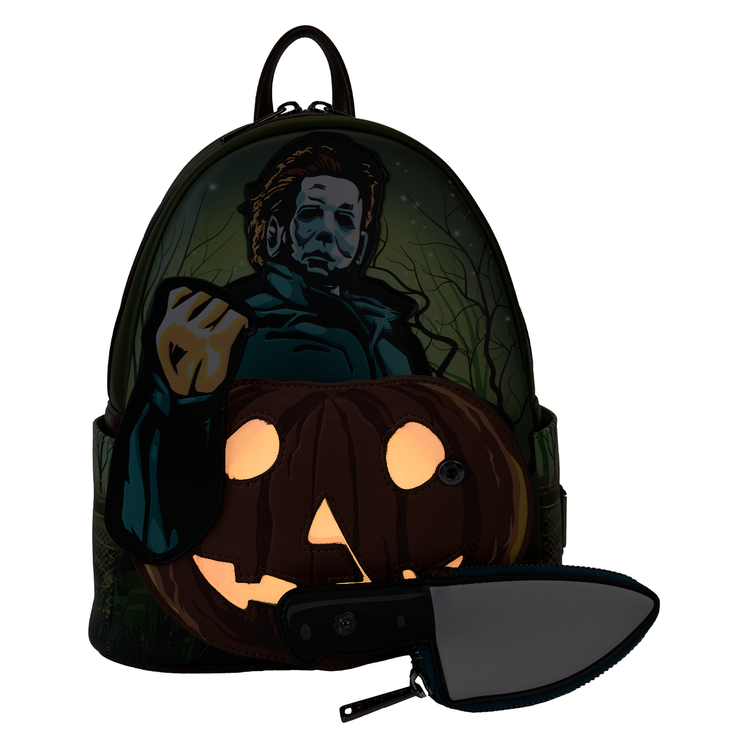 Halloween Michael Myers Pumpkin Glow Mini Backpack With Coin Bag - Image 6