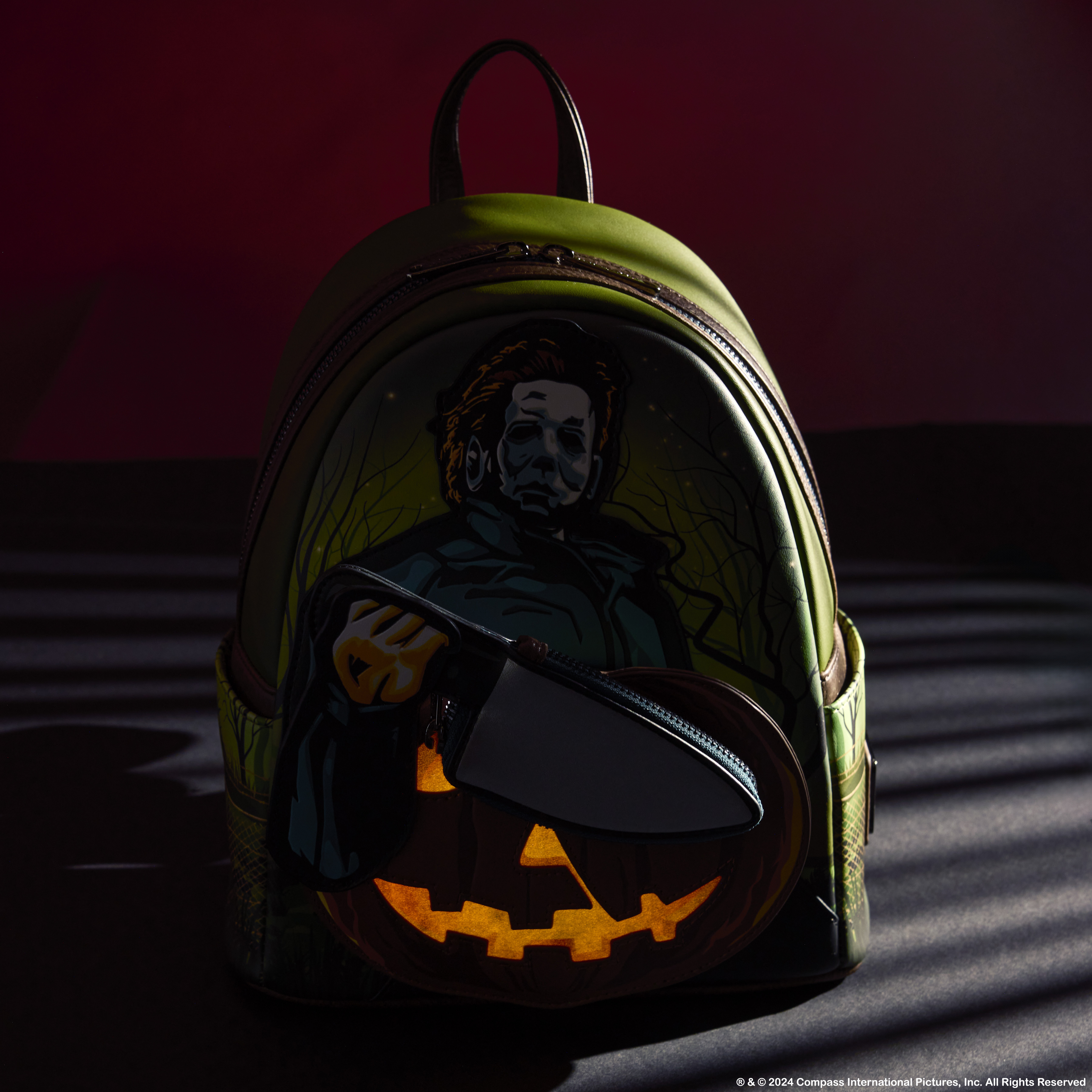 Halloween Michael Myers Pumpkin Glow Mini Backpack With Coin Bag - Image 3